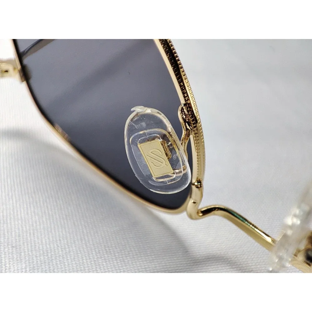 SOJOS SJ1072 C6 Geometric Square Sunglasses Gold Metal Black Lens 52-21-146